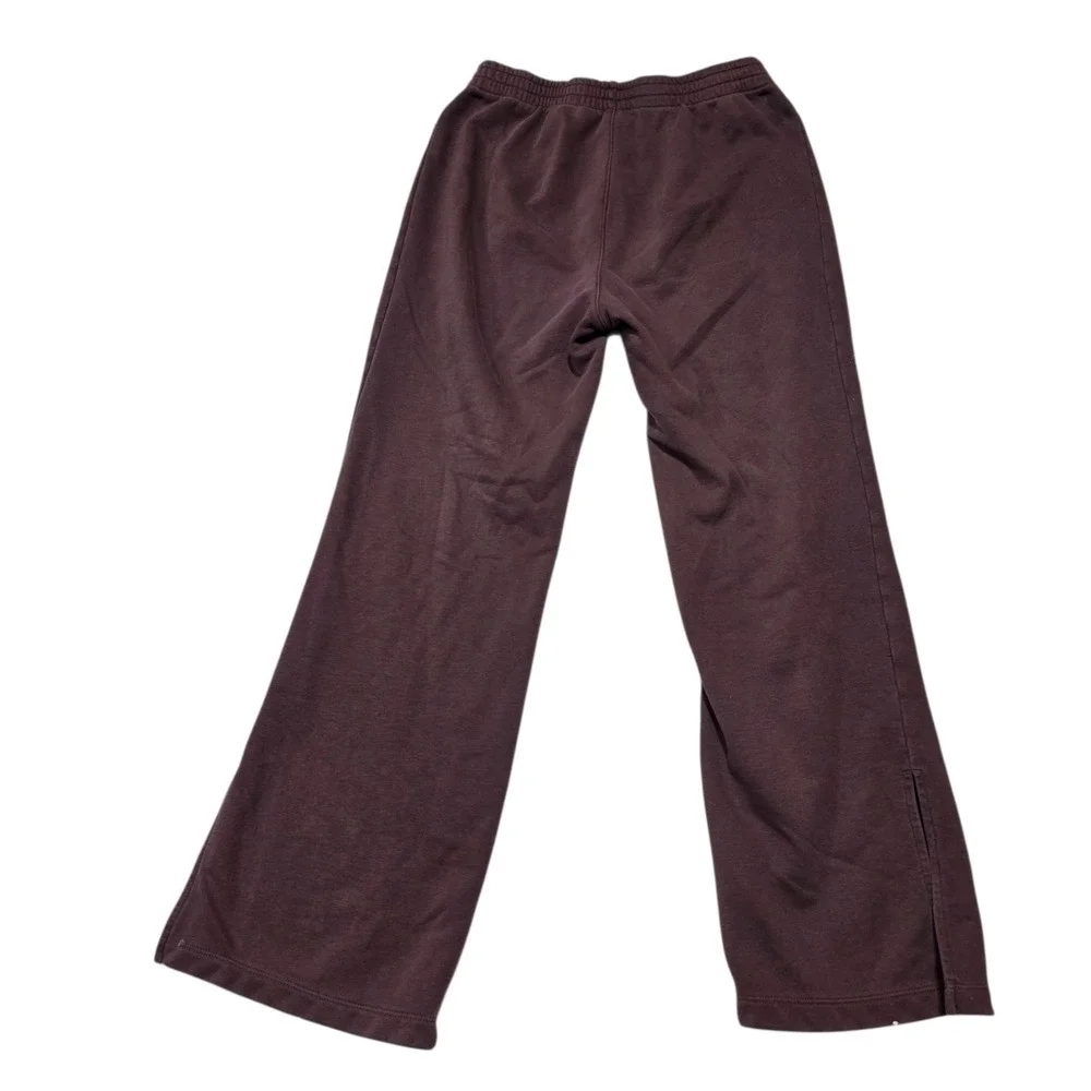 Vuori Sweatpants Womens L Purple Wide Leg Slit Hem Cotton Blend Joggers Plum‎